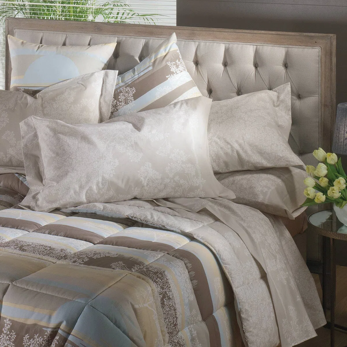 Caleffi - Completo Letto Matrimoniale con Lenzuola Matrimoniali Cotone 100% 240x280, Lenzuolo con Angoli Matrimoniale Coprimaterasso Sotto 180x200 per Materasso Alto 25cm, 2 Federe Cuscino Letto 50x80