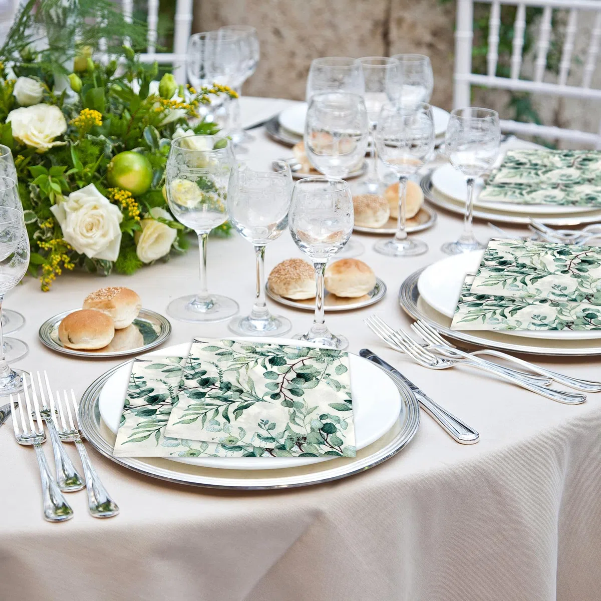 Tovaglioli di eucalipto 80 pezzi, tovaglioli verde salvia per matrimonio, estate, feste estive, battesimi, matrimoni, decorazioni da tavolo, tovaglioli di carta usa e getta