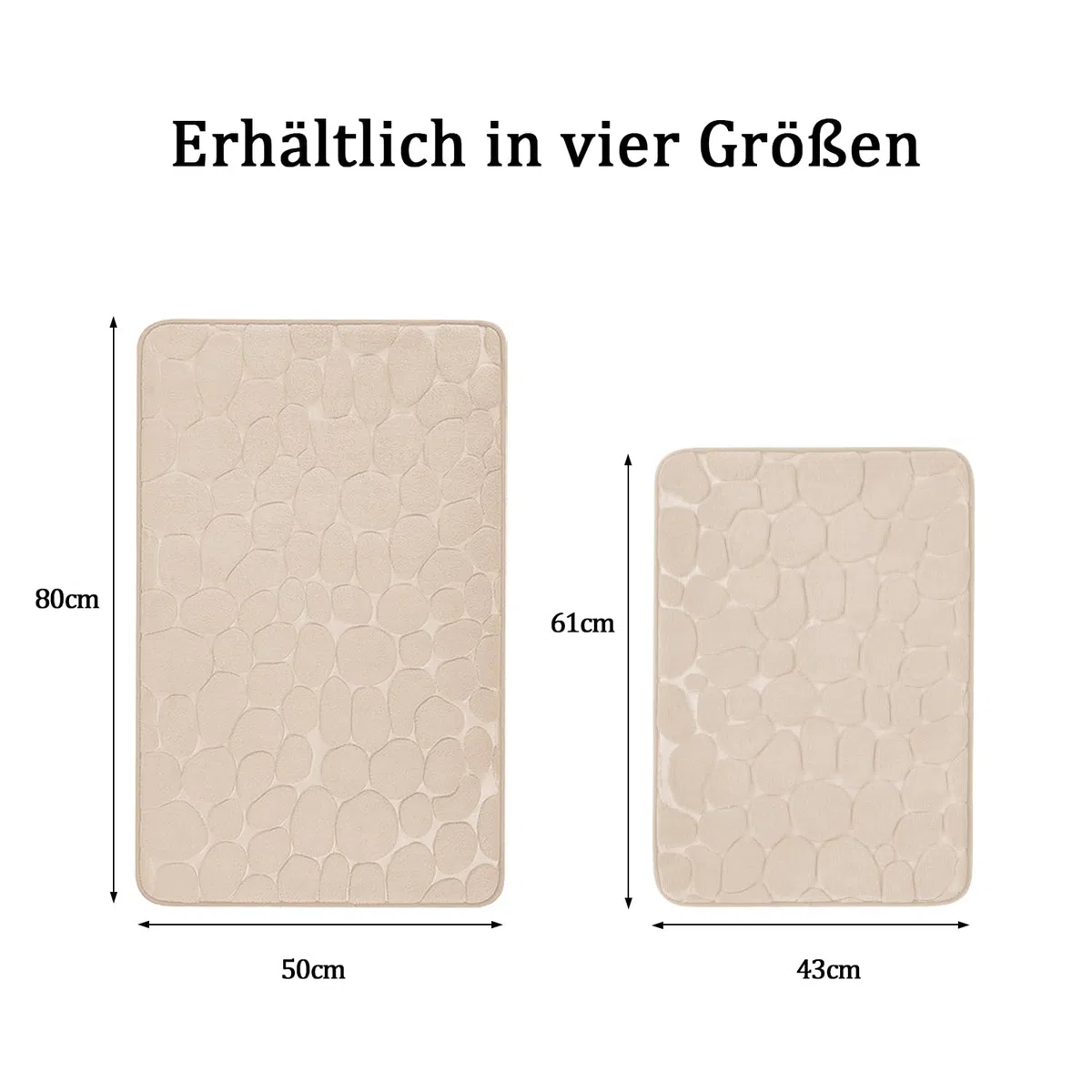 Chakme Tappetino da Bagno in Memory Foam, Assorbente, Antiscivolo per Doccia e Soggiorno, 43 x 61 cm, Beige