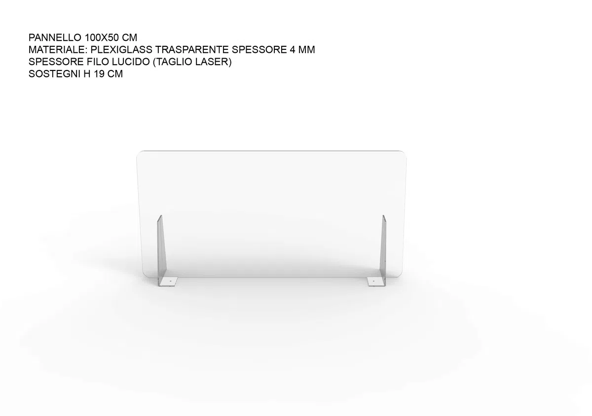 Pannello Protettivo Parasputi/Parafiato da Banco in Plexiglas misura 100x50 cm… (Trasparente con finestra)