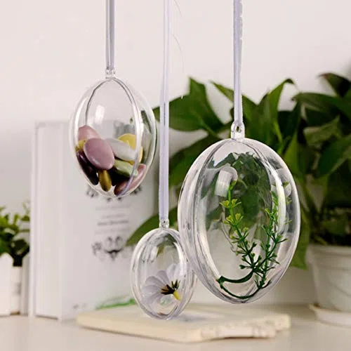 10 uova di plastica trasparente, 10 cm, da appendere, riempibili, fai da te, decorazione per la casa