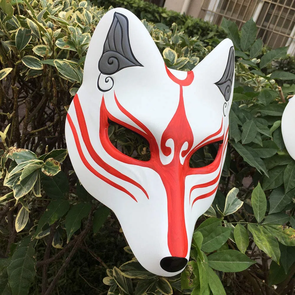 YangYong Kitsune - Maschera da volpe per Halloween e feste in maschera, Kabuki, in poliuretano