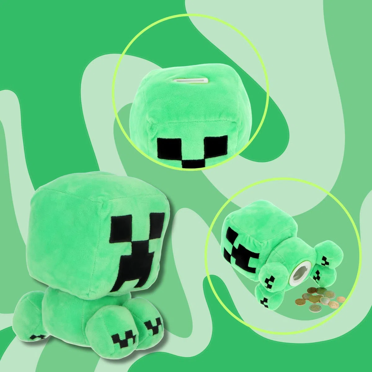 Minecraft Creeper Salvadanaio - Morbido Peluche Salvadanaio per Bambini - Prodotto con Licenza Ufficiale - Circa 20 cm - Carattere iconico - Regalo per giocatori e fan