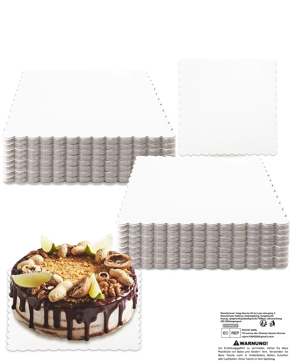 Gcardist 15 piatti quadrati bianchi da 22,86 cm, con bordi ondulati, base per alimenti, in cartone (9 pollici, più sottile e ancora più stabile)