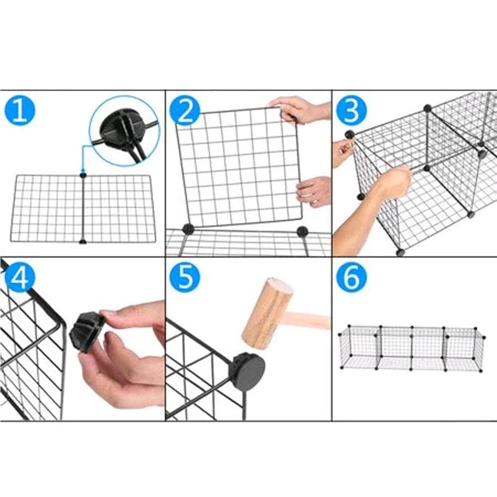 40 connettori cubici in plastica nera a griglia modulare per cubi di immagazzinaggio, connettori a griglia C&C, connettori a incastro per armadio modulare, organizer e unità di archiviazione
