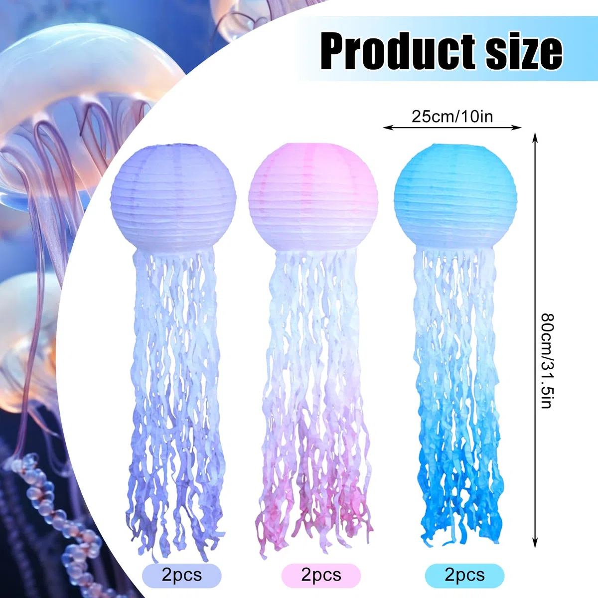 Lanterne di Carta Jellyfish,6 Pezzi Lanterne di Carta Colori da Appendere a Sirena, Decorazioni per Feste di Compleanno Sotto il Mare per Matrimoni Giardino Festa di Compleanno Famiglia Riunioni Patio