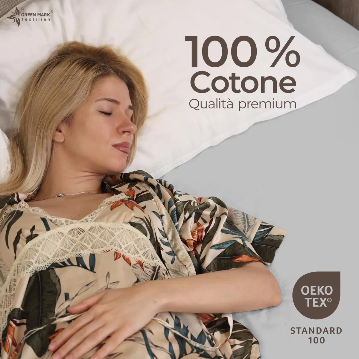 GREEN MARK Textilien lenzuolo piano 100% cotone – Lenzuolo classico senza elastico, morbido sulla pelle, facile da mantenere, lavabile ad alta temperatura - Grigio Argento - 150 x 250 cm