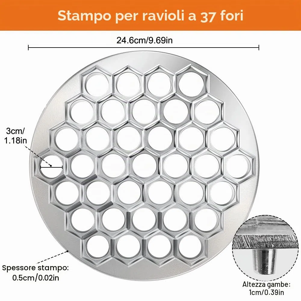 Stampo per Pelmeni, 37 Fori Stampo Gnocchi, stampo per Ravioli in Lega di Alluminio, Macchina per Ravioli, per Cucina Fai Da Te, Feste di Famiglia e Picnic