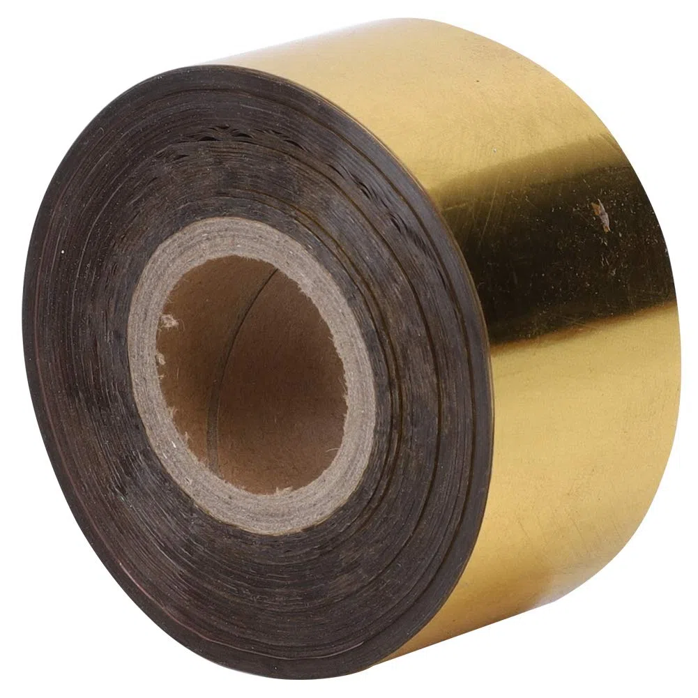 120 metri/rotolo di lamina metallica con larghezza di 3 cm Carta per stampa a caldo per confezione in tessuto in pelle Confezione accessori fai da te(Oro)