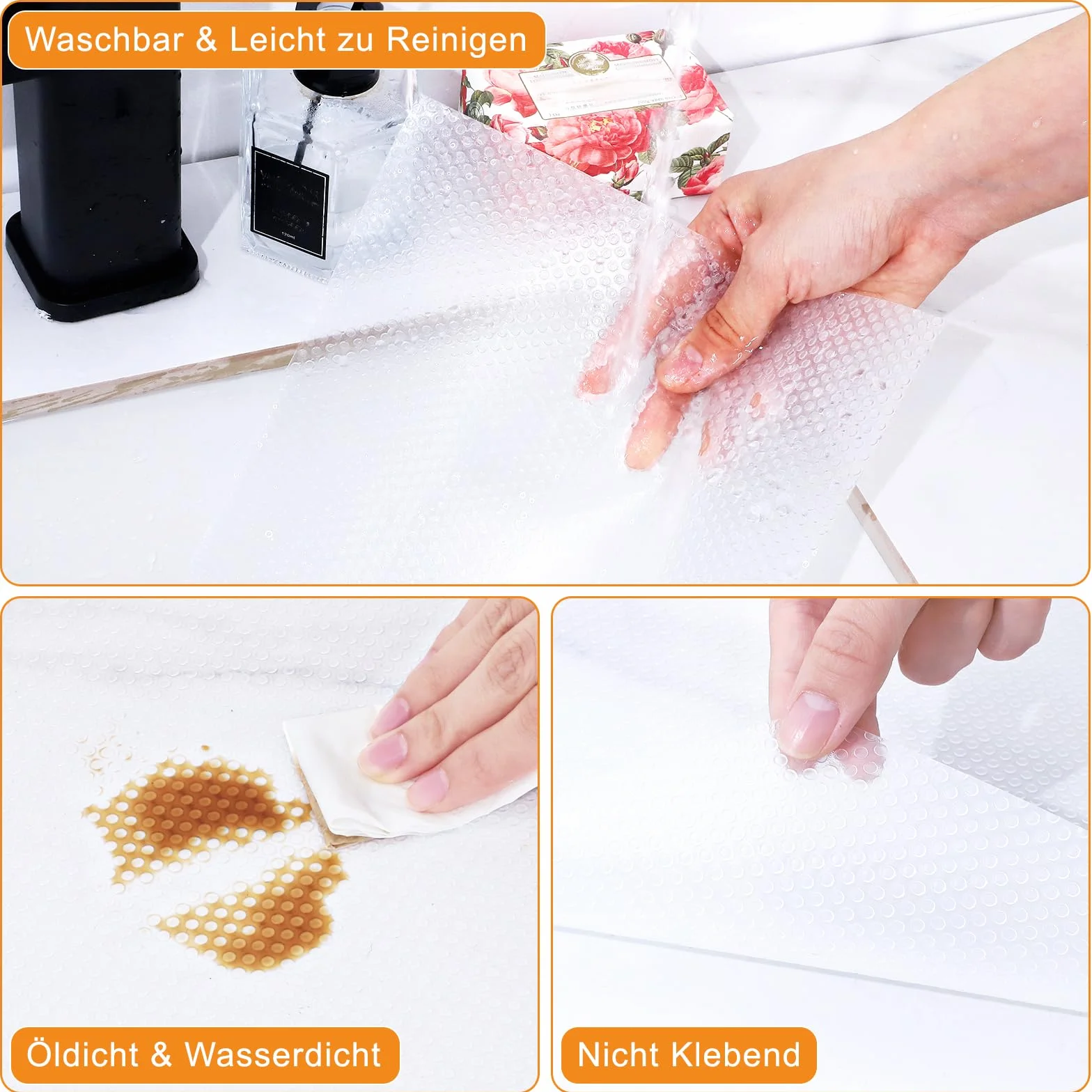 Dntorx Tappetino per cassetti, non adesivo, 35 x 600 cm, antiscivolo, per cassetti, con 70 punti adesivi su entrambi i lati, impermeabile, per scaffali, cucina, cassetti, frigorifero (trasparente)