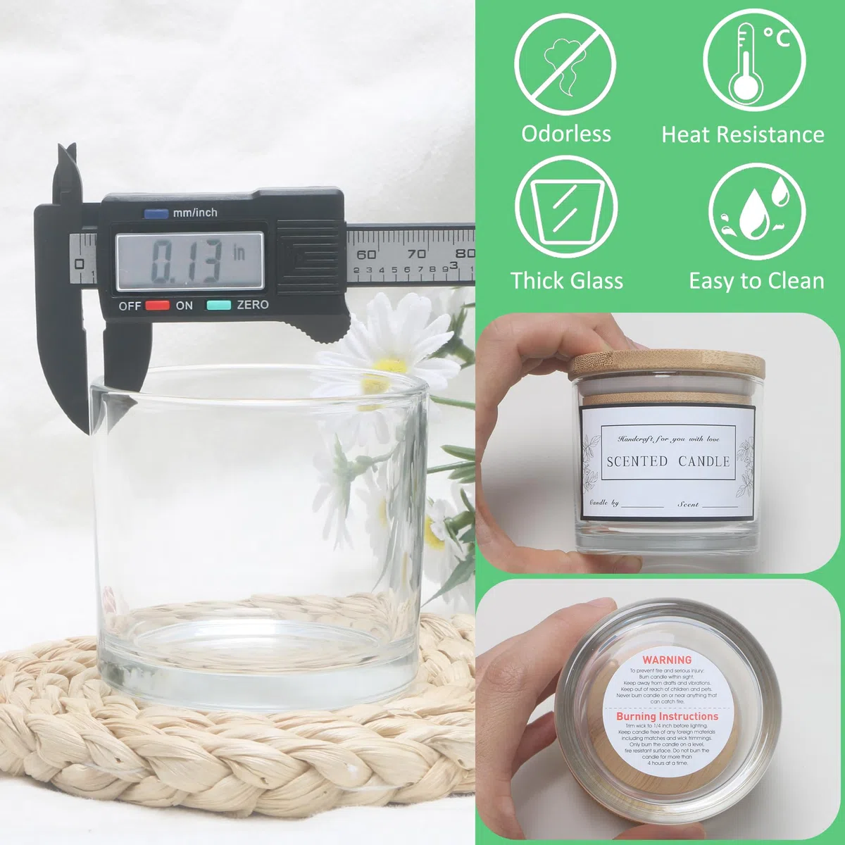 MILIVIXAY Set di 20 barattoli per candele in vetro trasparente da 113 ml con coperchi e kit per la creazione di candele - Barattoli per candele vuoti sfusi per la creazione di candele - Contenitori