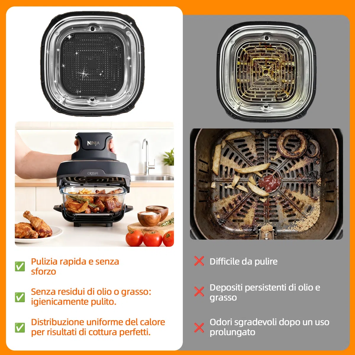 Accessori Airfryer per Ninja CRISPi FN101EU – 2 Stampi in Silicone con Coperchio Antischizzo & Tappetino in Silicone, Inserti Compatibili per Ninja CRISPi 4-in-1 Portable Glass Airfryer