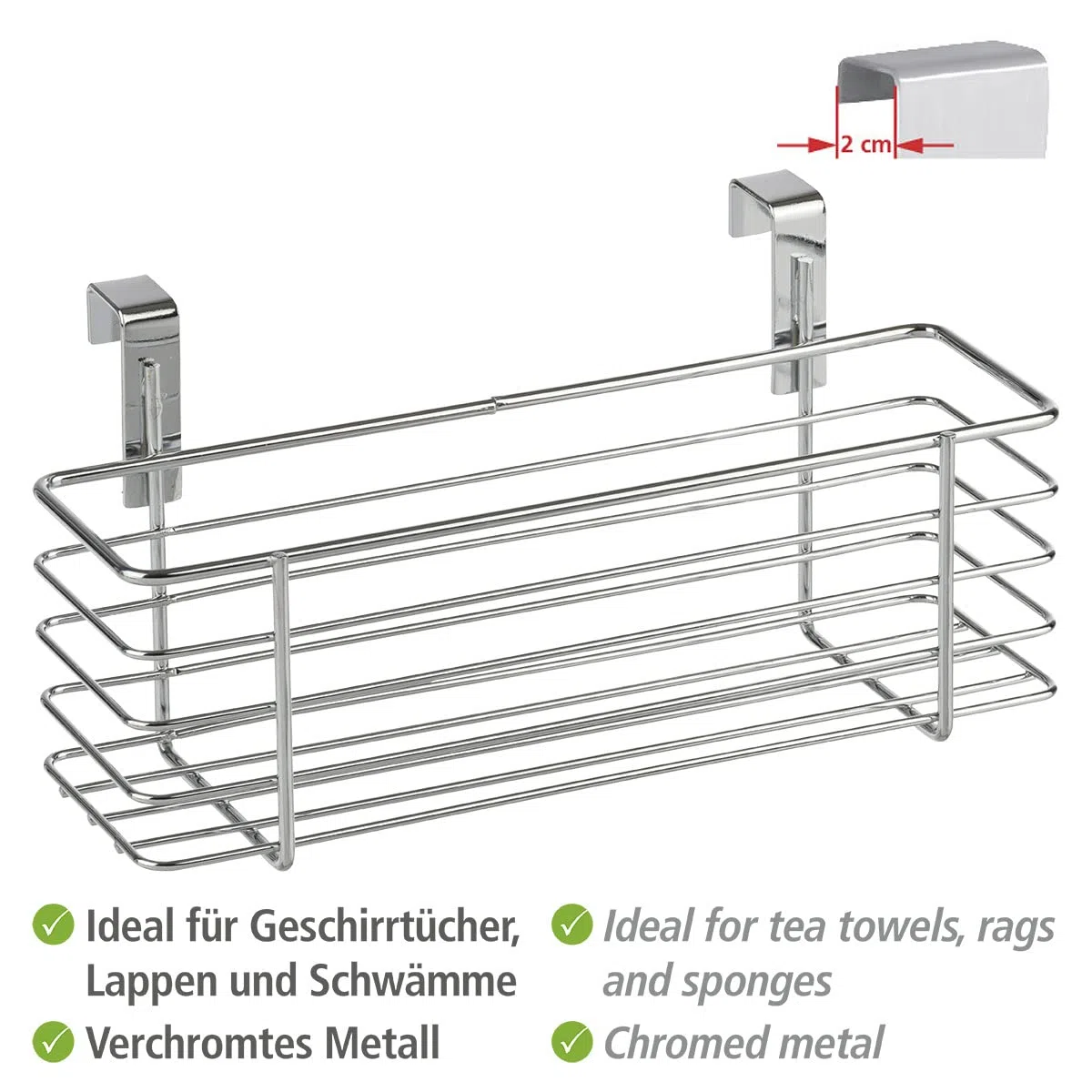 Wenko 2344100 - Cesto sospeso, Slim, Cromato, 24 x 11.5 x 10 cm