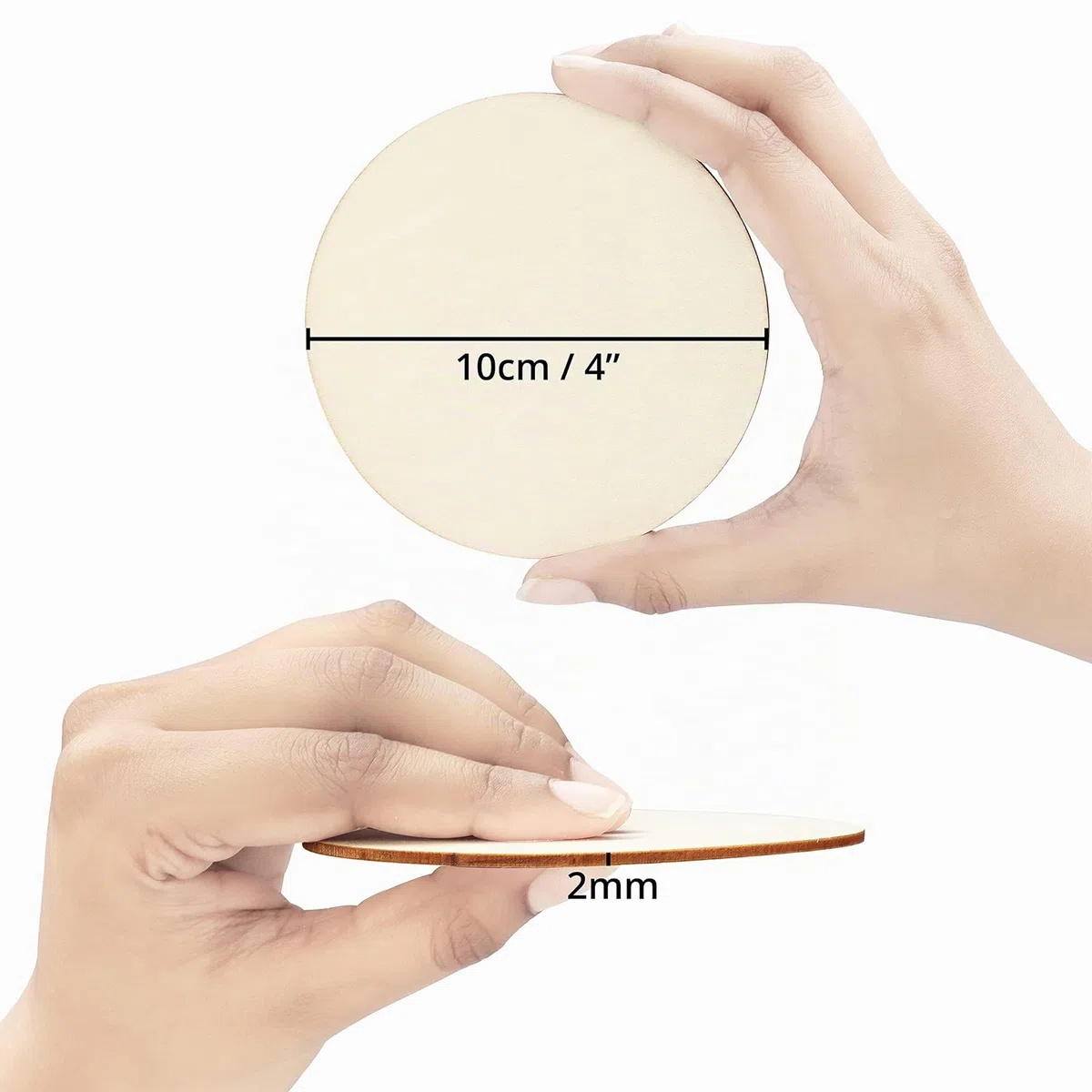 Belle Vous 100pz Dischi Legno Naturale da 10 cm, Spessore 2 mm - Cerchio Grezzo per Decorazioni, Artigianato, Ornamenti e Sottobicchieri Fai da Te