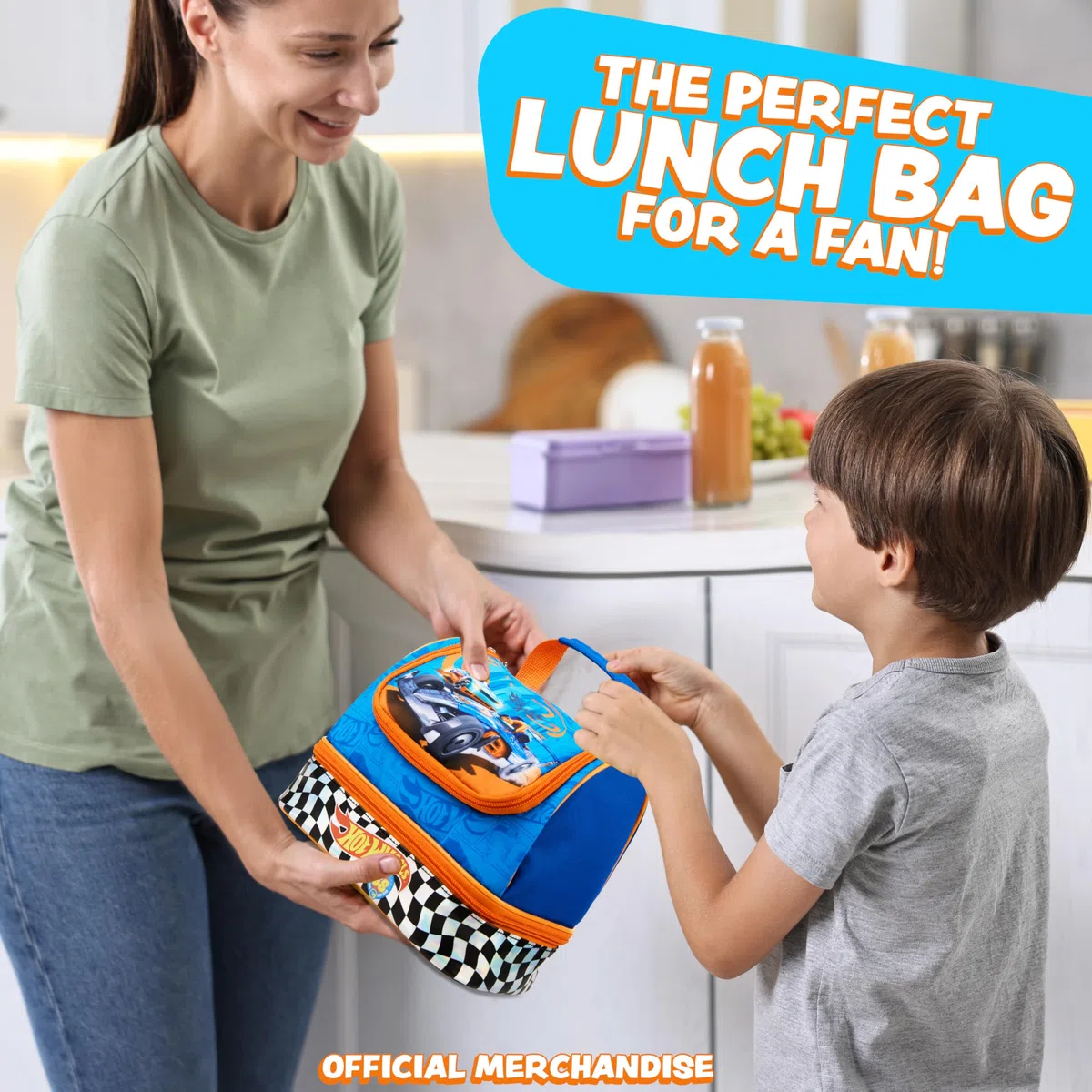 Get Trend Hot Wheels Borsa Porta Pranzo Bambini Adolescenti Adulti Isolato Porta Pranzo con Scomparti Porta Merenda per Picnic Lavoro Scolastico (Blu Hot Wheels)