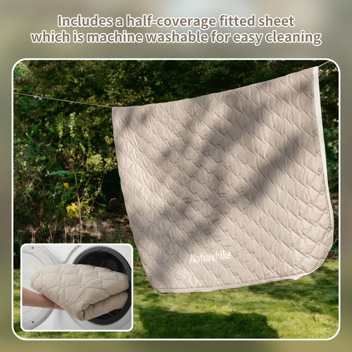 Naturehike Youmeng Materasso ad aria con superficie opaca e pompa integrata, 205 x 185 x 30 cm (per 3 persone) ed è adatto per casa, all'aperto e come camera degli ospiti temporanea