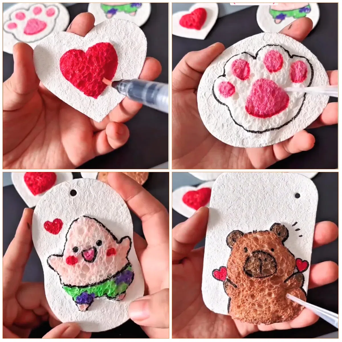 Magic Puffy Paint Art 3D Drawing Canvas Sponge, Foam, Texture Painting Paper Kit DIY Puffy Texture Paper