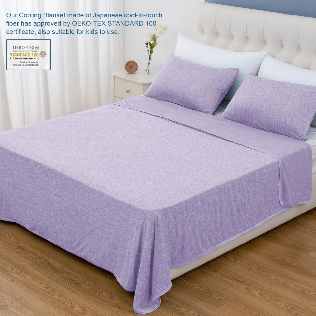 Coperta Rinfrescante per Sudorazione Notturna, Q-Max > 0.45 Coperta Estiva Ghiacciata, sottile, morbida, traspirante, leggera, fresca, per letto, divano, viola, 228x274cm