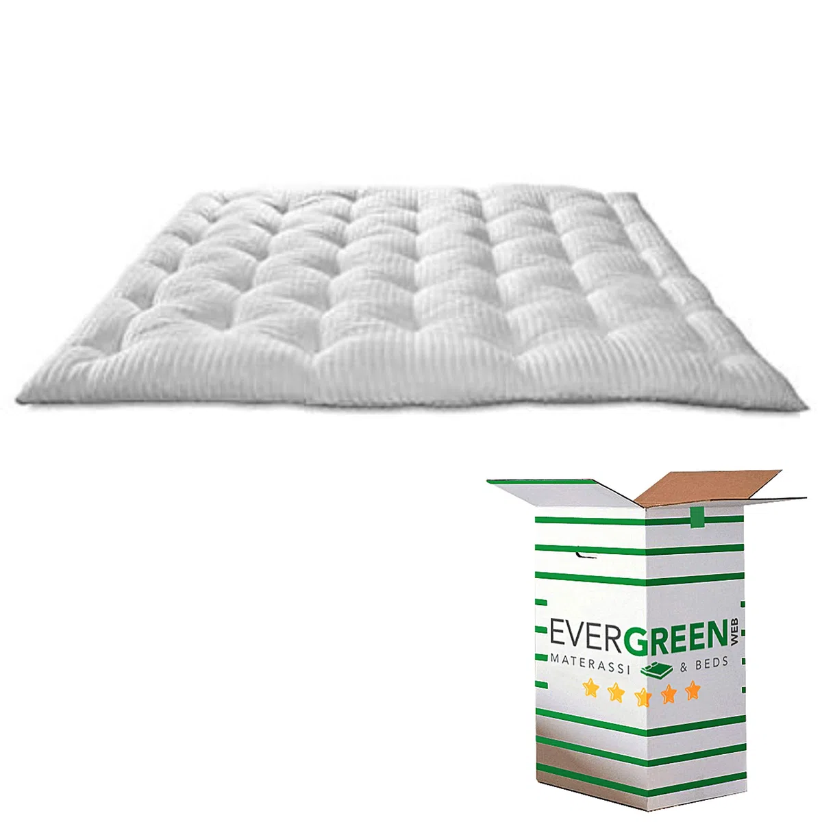 Evergreenweb - Correttore Materasso in Memory Foam MED Matrimoniale 160x200 Alto 7cm Topper Letto Coprimaterasso Imbottitura Fiocco 100% Effetto Piuma Morbido Futon Ortopedico Fodera Antiacaro, DREAME