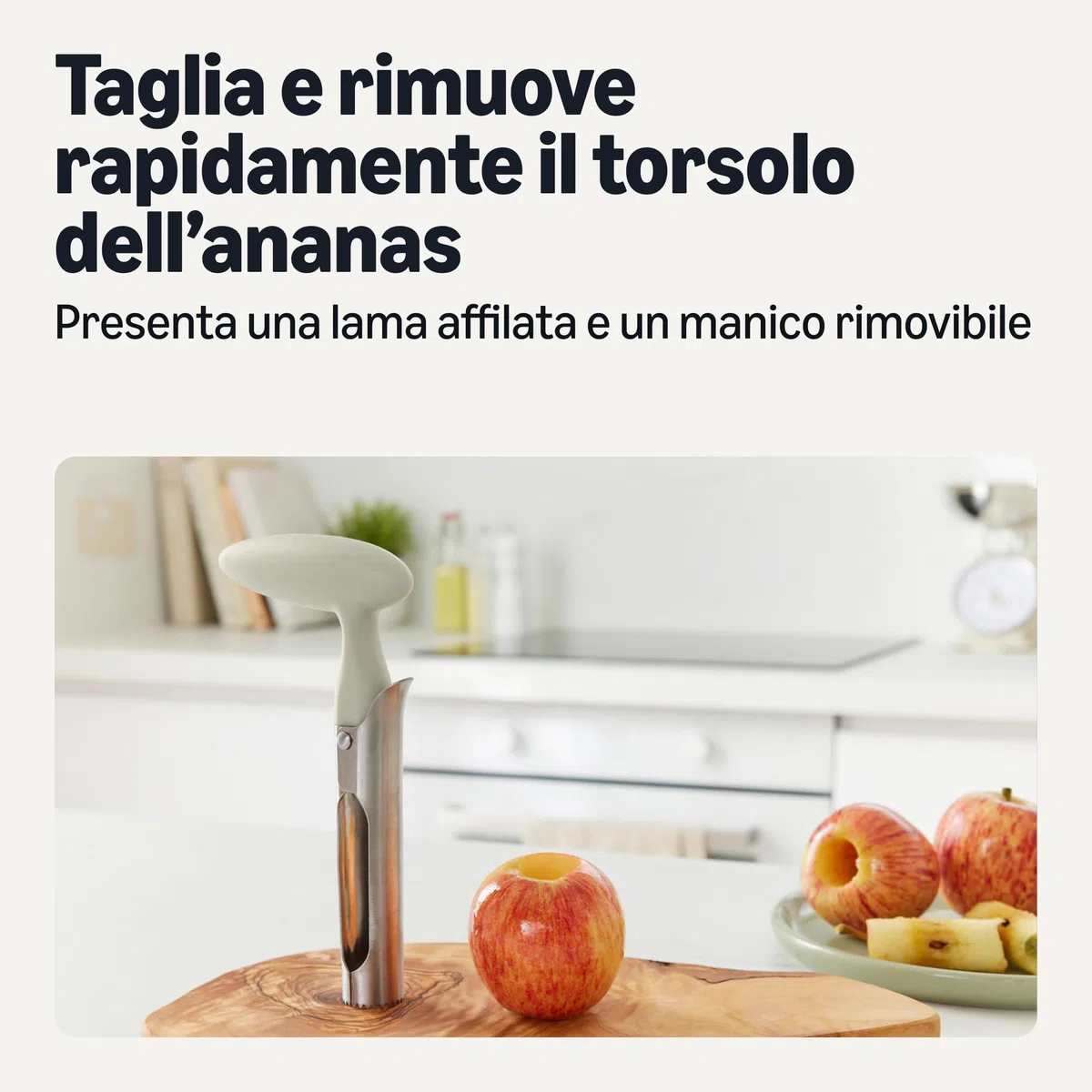 Amazon Basics Levatorsolo e Affettatrice per Ananas e Mela, Set di 2 Pezzi, Lavabile in Lavastoviglie, Grigio Lino