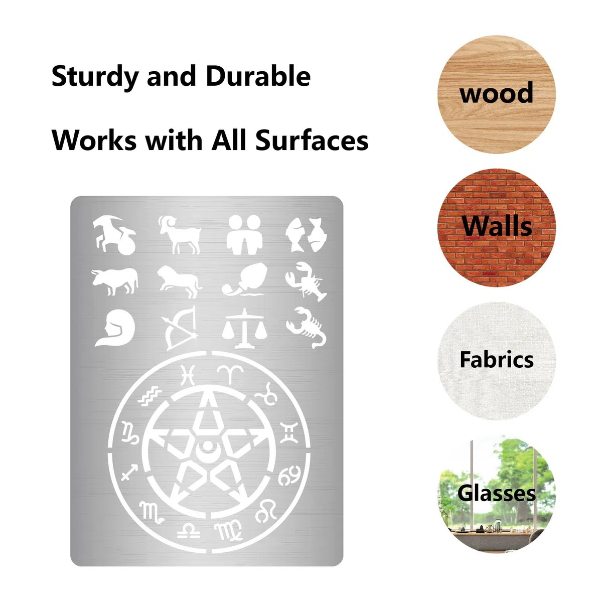 GORGECRAFT Costellazioni di Metallo Stencil Glifi Zodiaco Simboli Acciaio Inossidabile Astrologia Astrologia Oroscopo Segno Modello Rune Stencil per Pittura, Pirografia, Artigianato Incisione