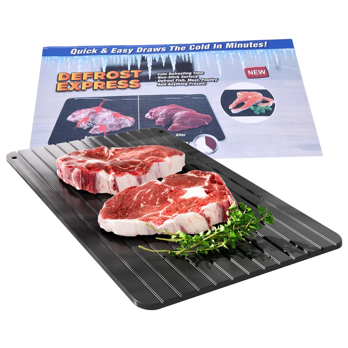Piastra di Scongelamento in Lega di Alluminio ABDA per Scongelamento Rapido da Cucina per Congelare Ingredienti Rapidamente Come Carne, Bistecca, Pollo e Pesce - Senza Elettricità, Senza Microonde