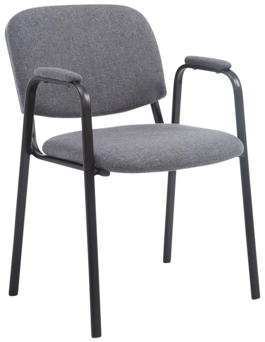 CLP Set 4 Sedie Impilabili Ken Pro con Braccioli Imbottiti, per Conferenze, in Tessuto, Struttura in Metallo Nero Robusta fino a 150 kg, Colore:grigio