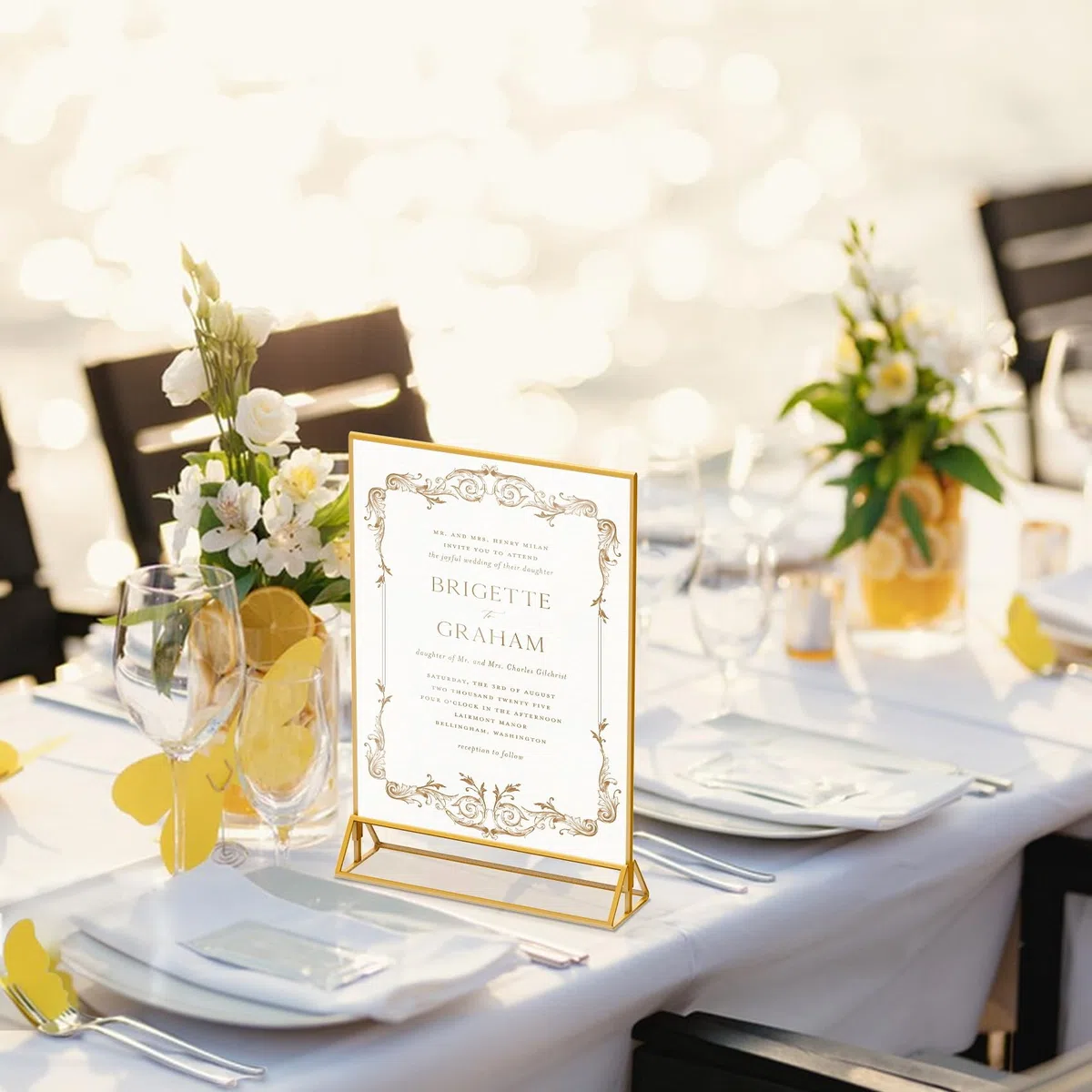 Espositore formato A4, formato A4, formato DIN A4, 2 pezzi, in acrilico, per matrimonio, decorazione da tavolo, elegante supporto per carte di credito, per disegni di bambini
