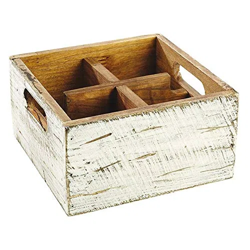 Paderno Portacondimenti 4 Comp Cm 17X17 H 10 Legno Bianco