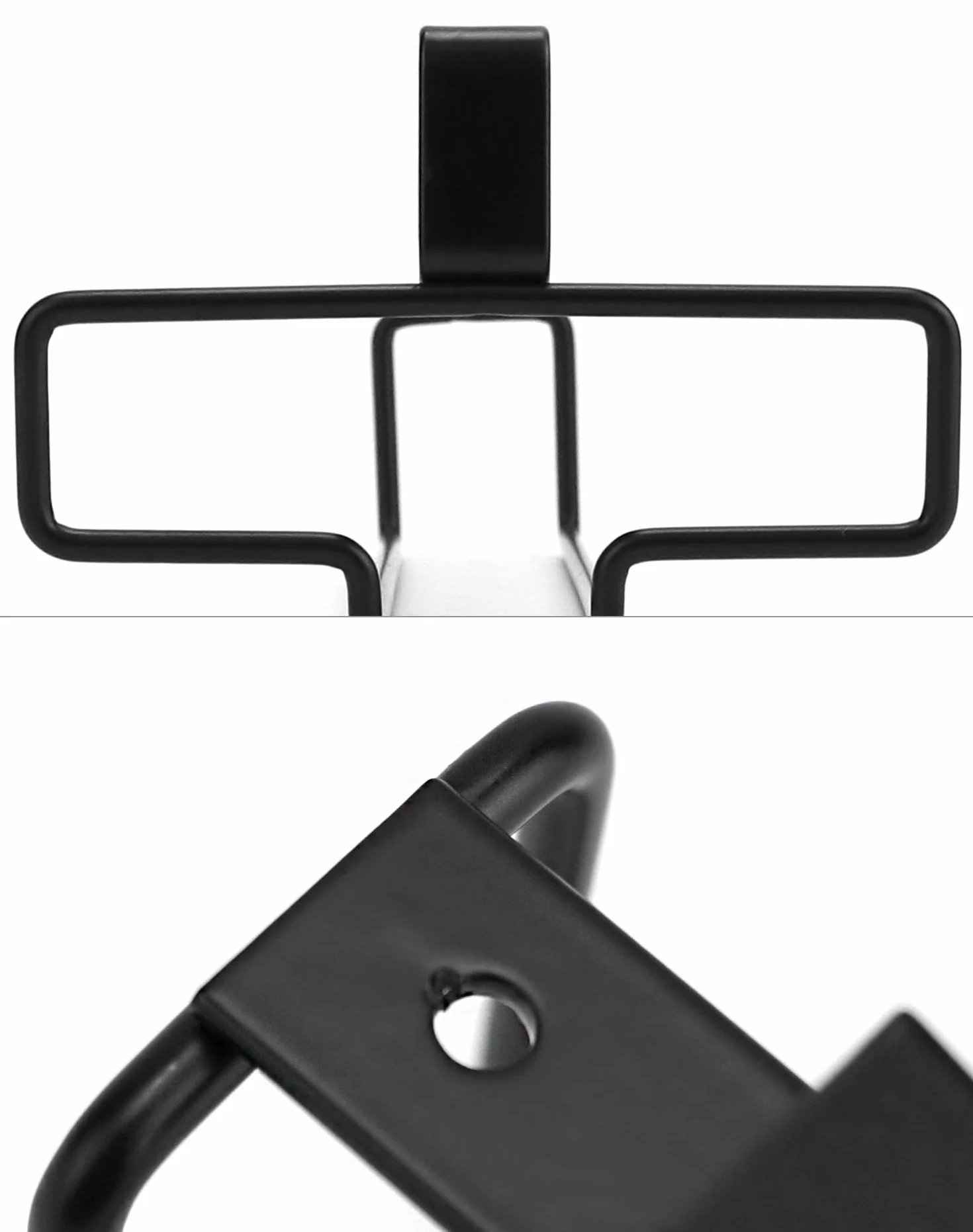 QWORK 2PCS Portabicchieri Sospeso, Porta Calici, Organizzatore per Bicchieri da Vino in Metallo Senza Foratura, Nero