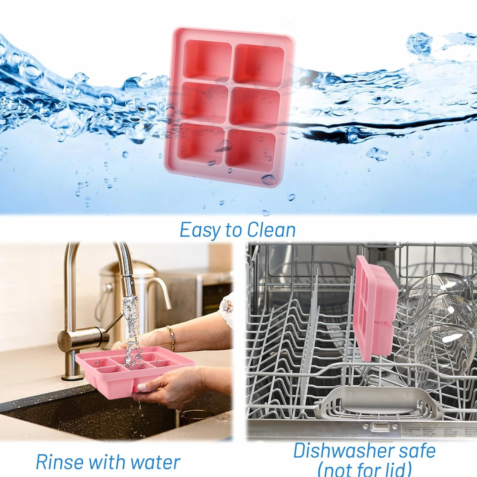 Auauraintt 3Pcs Ghiaccio Stampo Cubetti Silicone,vaschette per cubetti di ghiaccio in silicone con coperchio,impilabili e lavabili in lavastoviglie,per cocktail,birra,vino e snack per bambini inclusi
