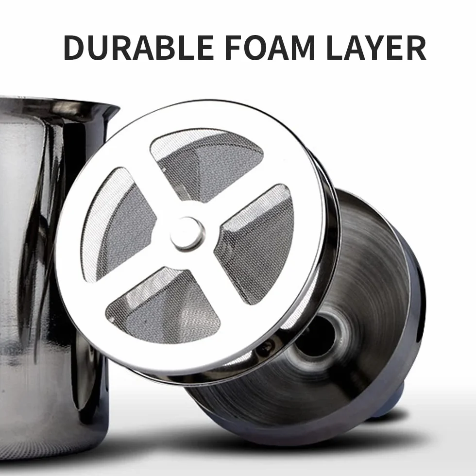 Gvolatee 500 ml Montalatte,schiumalatte in acciaio inox doppia rete manuale Latte Creamer Schiuma di latte