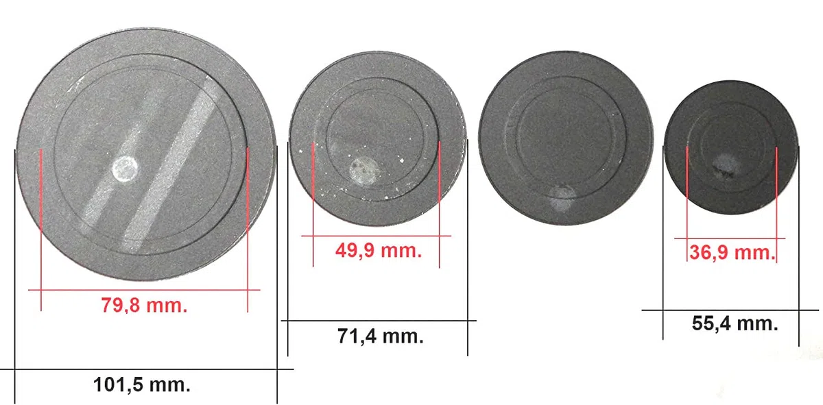 RYELDOM Kit 4 Piattini per Piani Cottura Rex-Electrolux, Set Ricambio Compatibile con 1 Grande 2 Medi 1 Piccolo, Piattini per Fornelli Gas