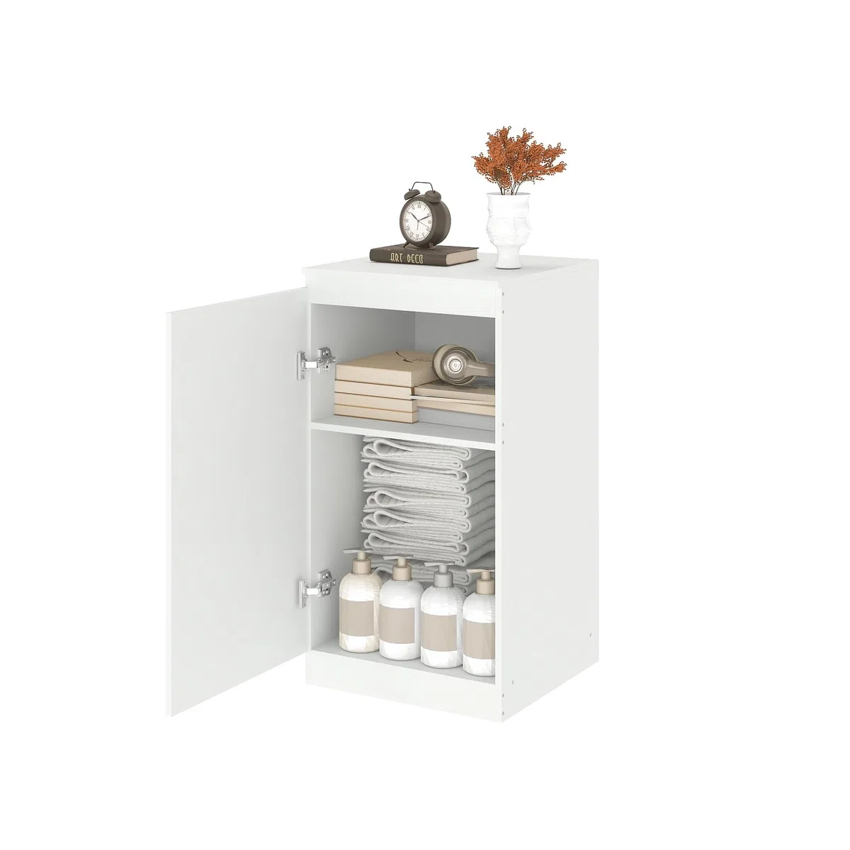 Cassettiera, Mobile di Ripostiglio con 1 Anta, Larghezza 40 cm, Per Soggiorni, Camere da Letto, Camere dei Bambini e Uffici. Bianco, 40 cm x 40 cm x 75 cm