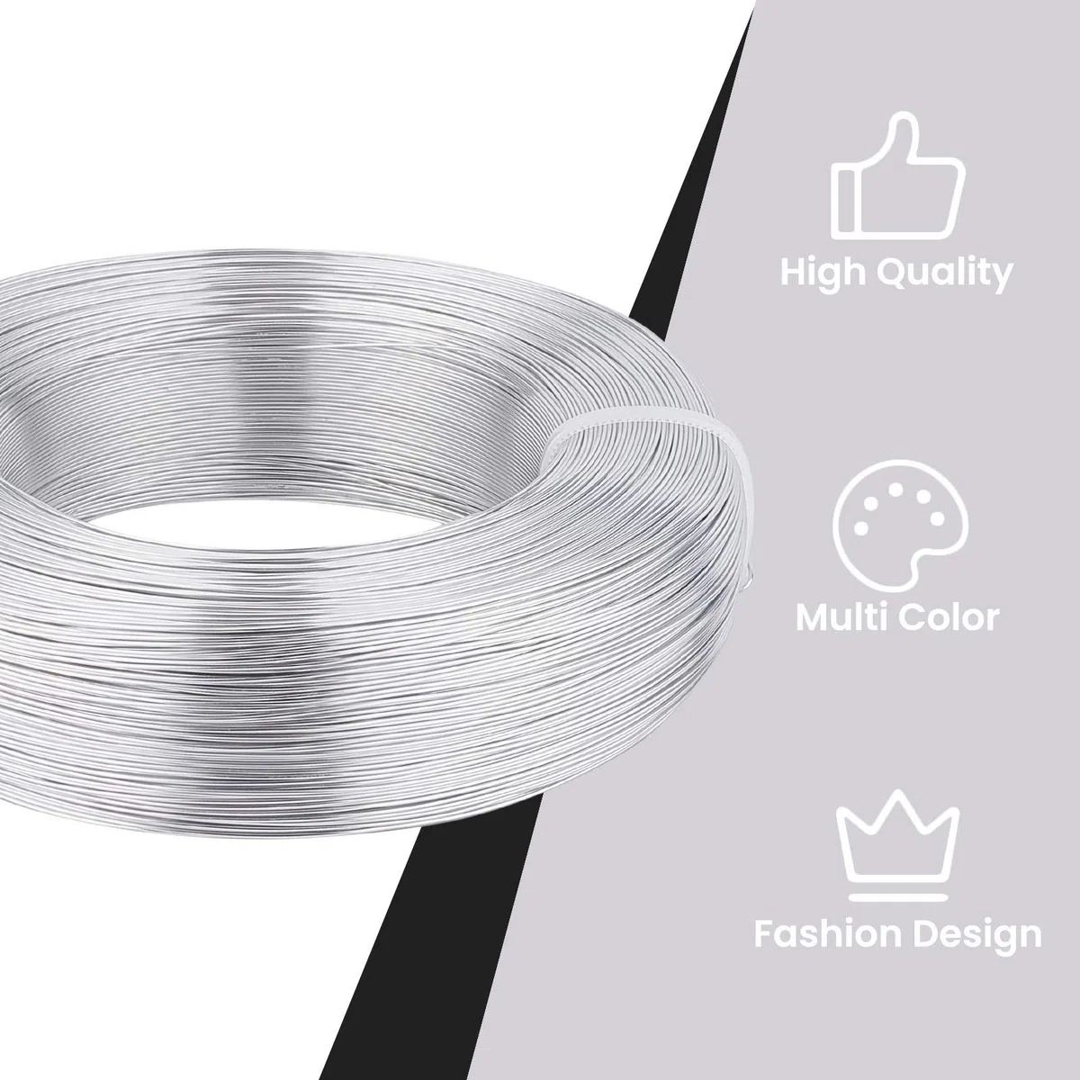 BENECREAT 455m 0.6mm Filo Metallico Flessibile Filo di Alluminio per la Creazione di Gioielli e Sculture Colore Platino