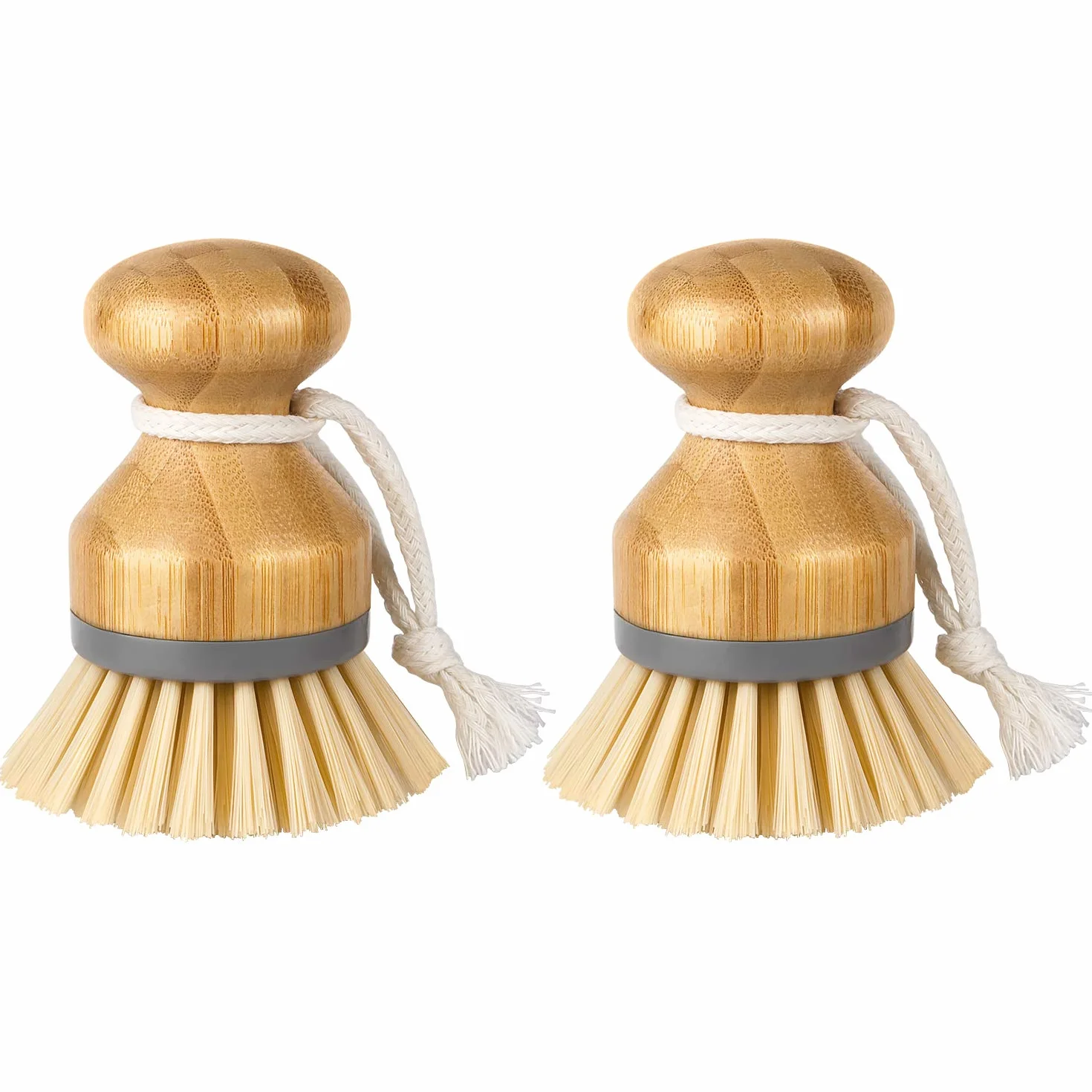 MR.SIGA Bamboo Palm Brush, Scrub Brush for Dish Pans Pins Kitchen Sink Cleaning, Confezione da 2