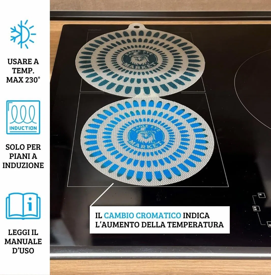 Protezione Piano Induzione | Copri Piano Cottura | Tappetino Piano Induzione | Effetto Cambia Colore | Copri Piastra Induzione | Set 2 pezzi 18cm e 2 pezzi 22cm