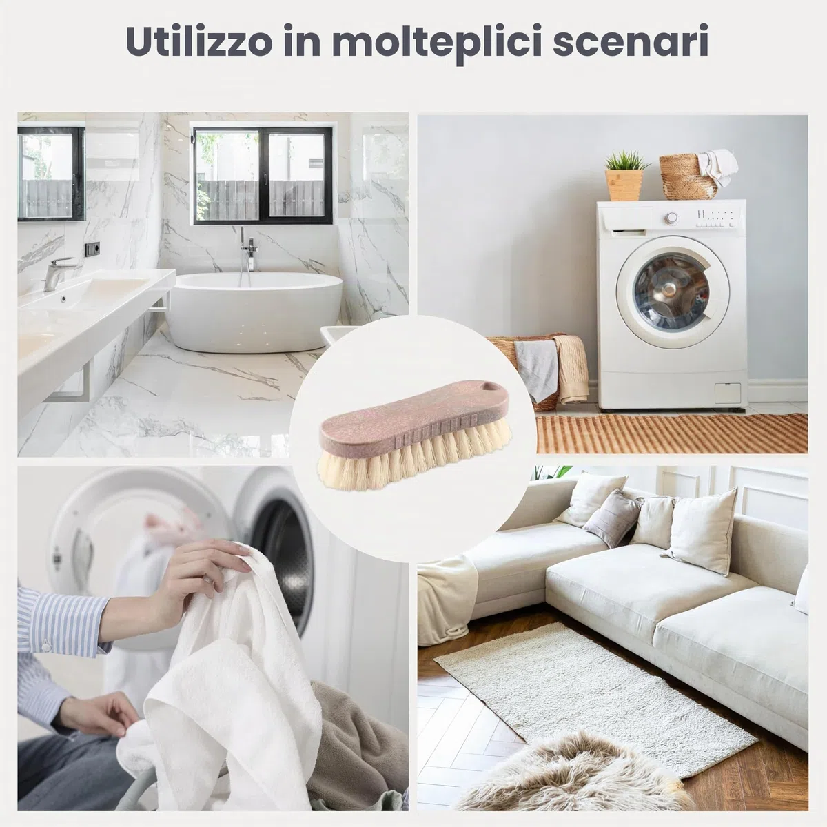 VIGAR Spazzola Multifunzione per la Pulizia con setole dure e Resistenti, Marrone, Piccola