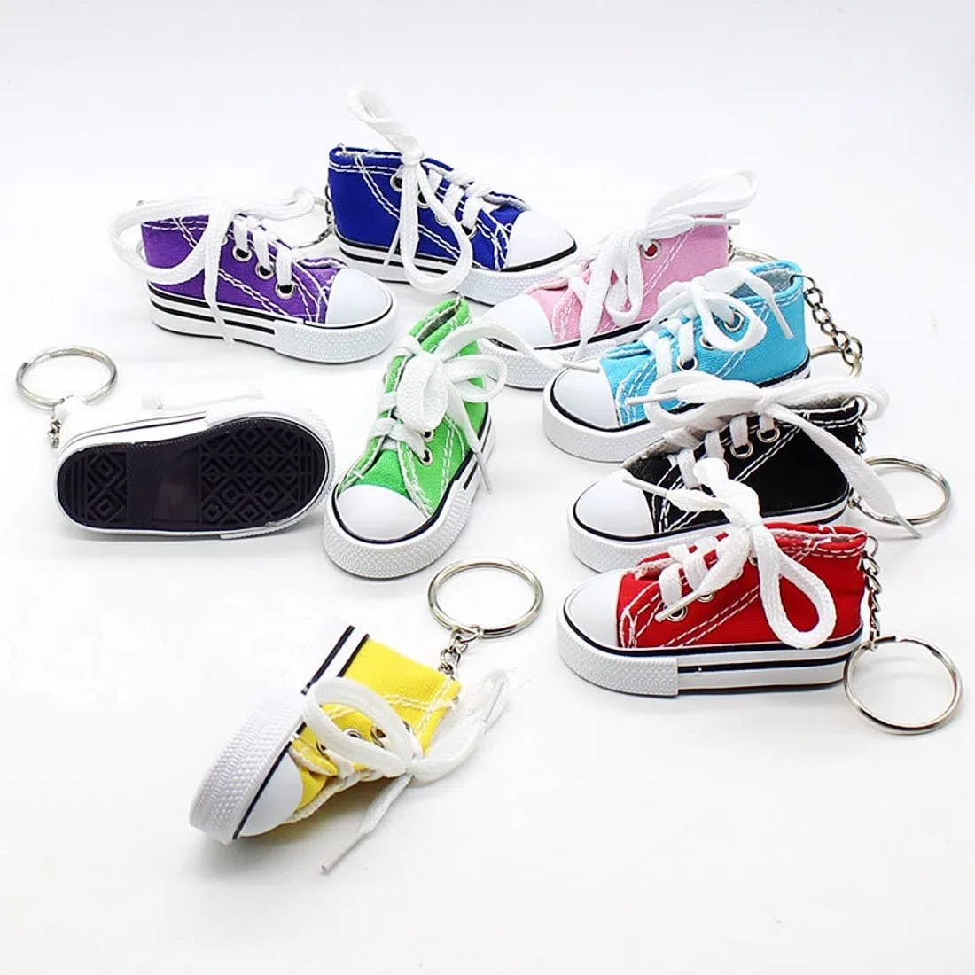 JZK 12x Mini sneaker portachiavi porta chiavi scarpe in tela per bomboniere feste laurea, pensiero pensierino omaggi feste compleanno per ragazzi ragazze, ringraziamenti ricordi per festa bambini