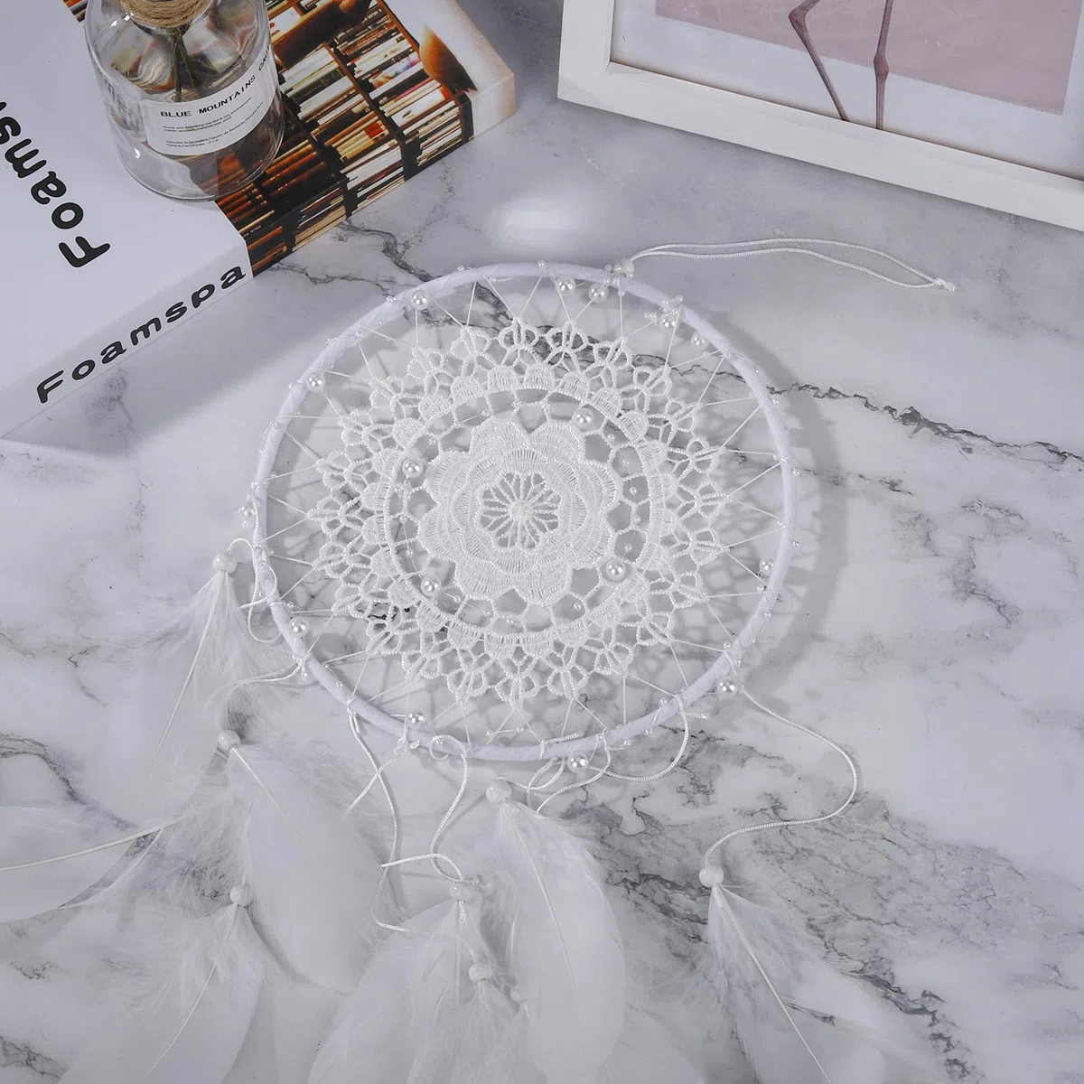 Ghirlanda di Perle 60 Metri Catena di Perle Artificiale Ghirlanda Fili Perline Bianco DIY Decorazioni per Martimonio Natale Ornamenti