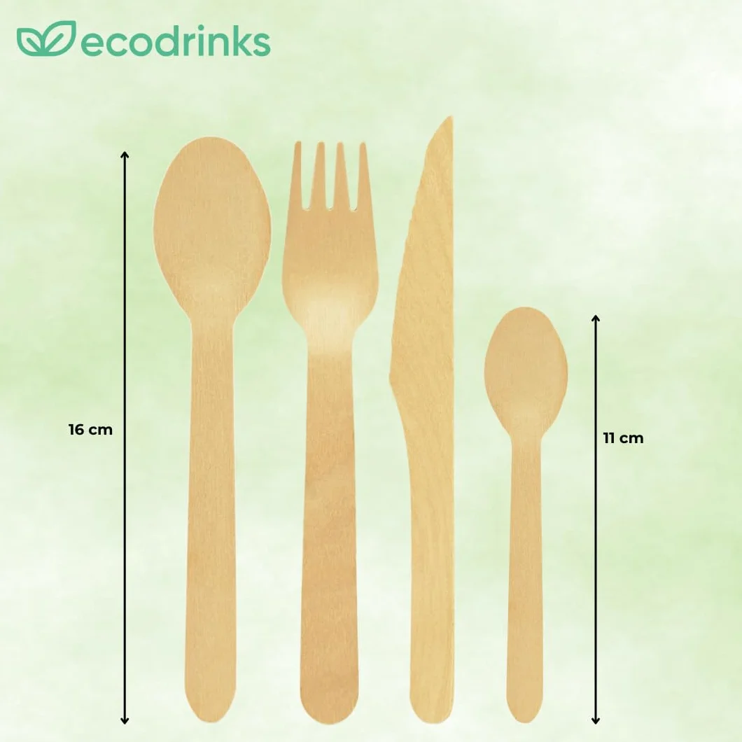 Forchette in Legno di Betulla - Biodegradabili e Compostabili - Design Rustico e Resistente - Per Feste, Eventi, Catering, Ristorazione, Uso Domestico - 16cm (500)