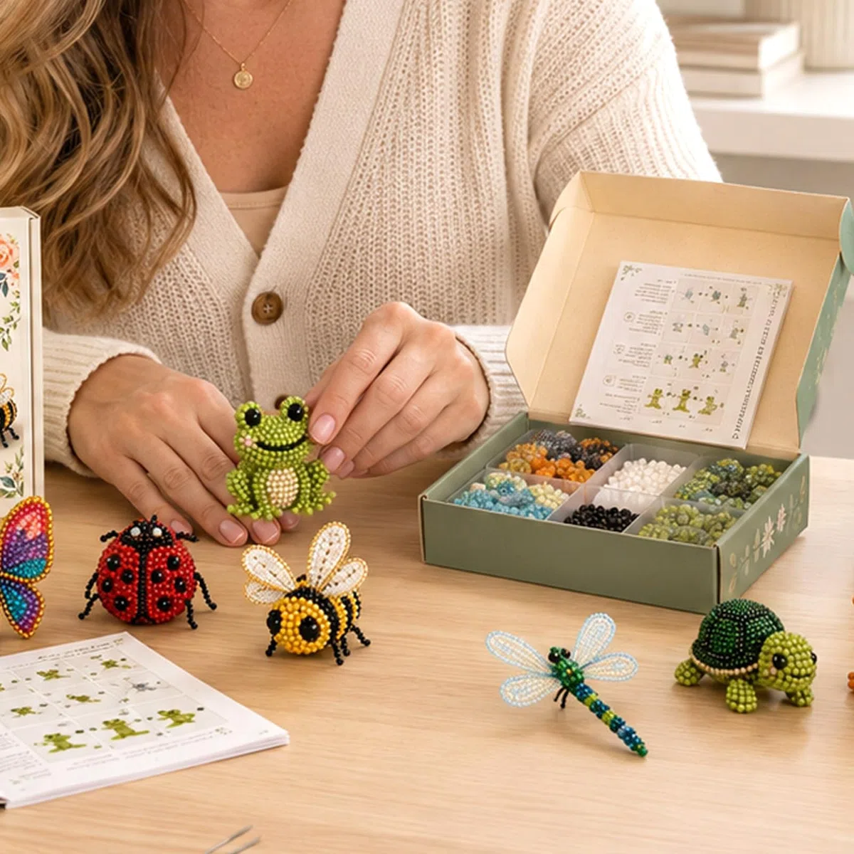 Kit perline per animali 3D fai da te, kit gioielli adulti con accessori completi per principianti, adolescenti e bambini – Decorazione casa ufficio e regalo (5-Insetto da giardino 02)