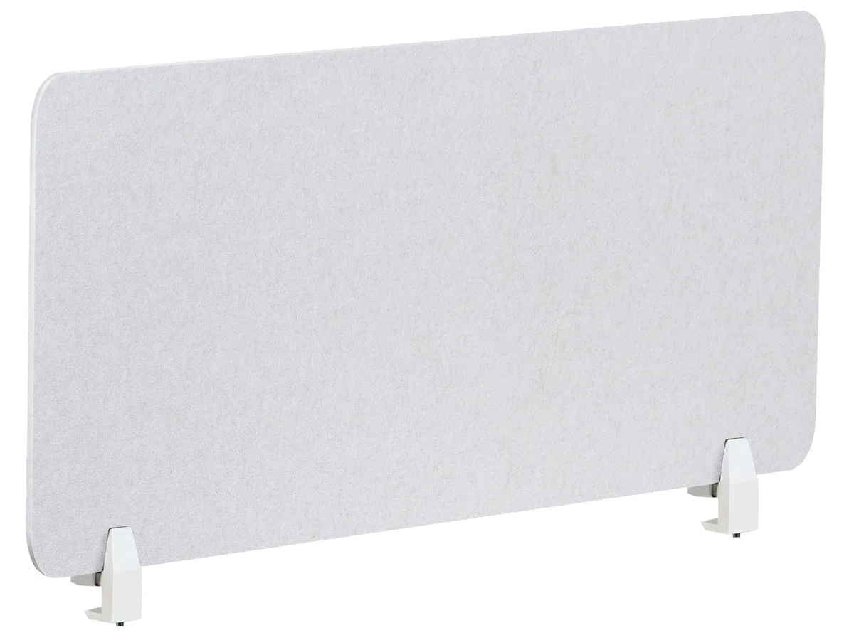 Beliani Divisorio da scrivania Pet Pannello Acustico Tessuto fonoassorbente 120 x 50 cm Bianco Sporco