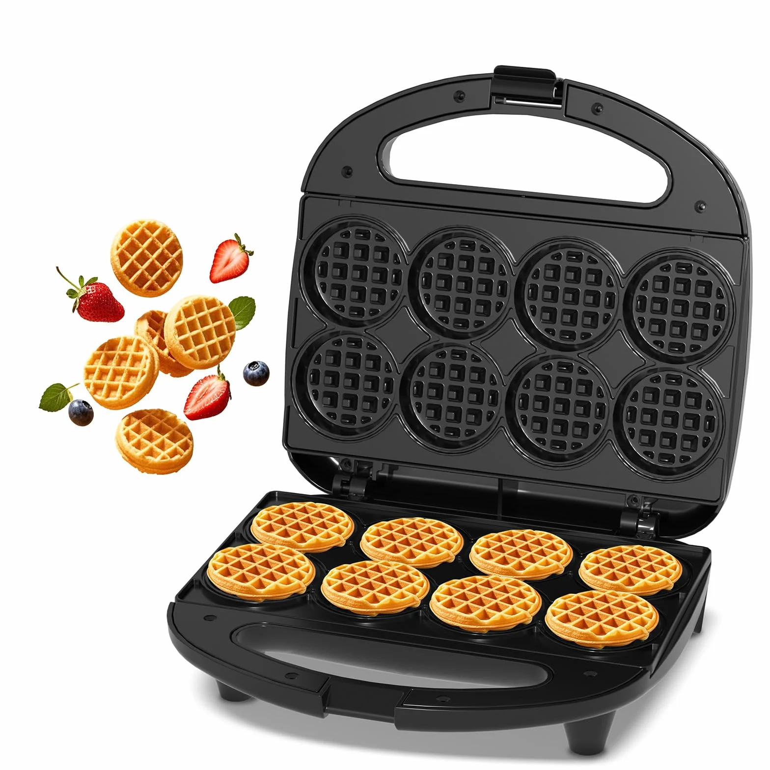 YASHE Multi Mini Waffle Maker, Piastra per Waffle, Cuocere 8 x 5 cm Piccoli Waffle, Perfetto per Famiglie, Feste e Colazione, Rivestimento Antiaderente, Design Compatto, Facile da Pulire