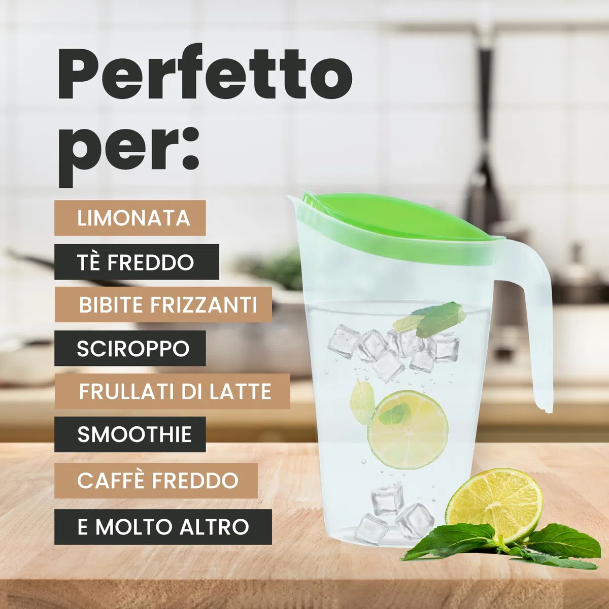 Home Line brocca per succo 1,75 L – Bricco per acqua con coperchio fisso – Bricco per bevande con antigoccia esterno – Caraffa per acqua per frigorifero – Dispenser di succo. 6er Set (Blau, Grün, Rot)