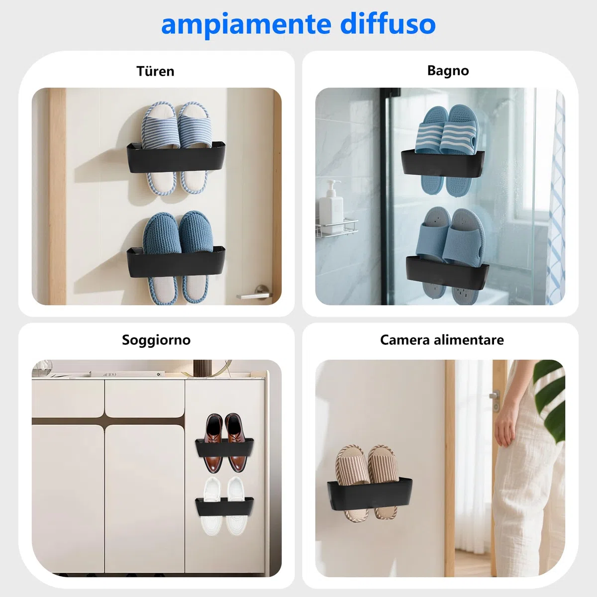 Soportes para Za de Pared, 4pcs Zapateros para Autocaravana, Organizador de Za, Camping, Montaje en Pared, Zapatero para Puerta, para Caravana, Camping, Baño, Salón, Puerta