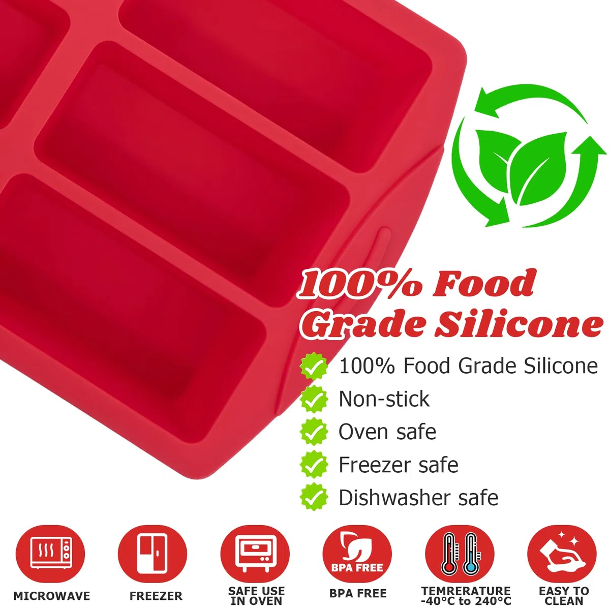 Set di 2 mini stampi in silicone per pane, toast, brownie, mais, cheesecake