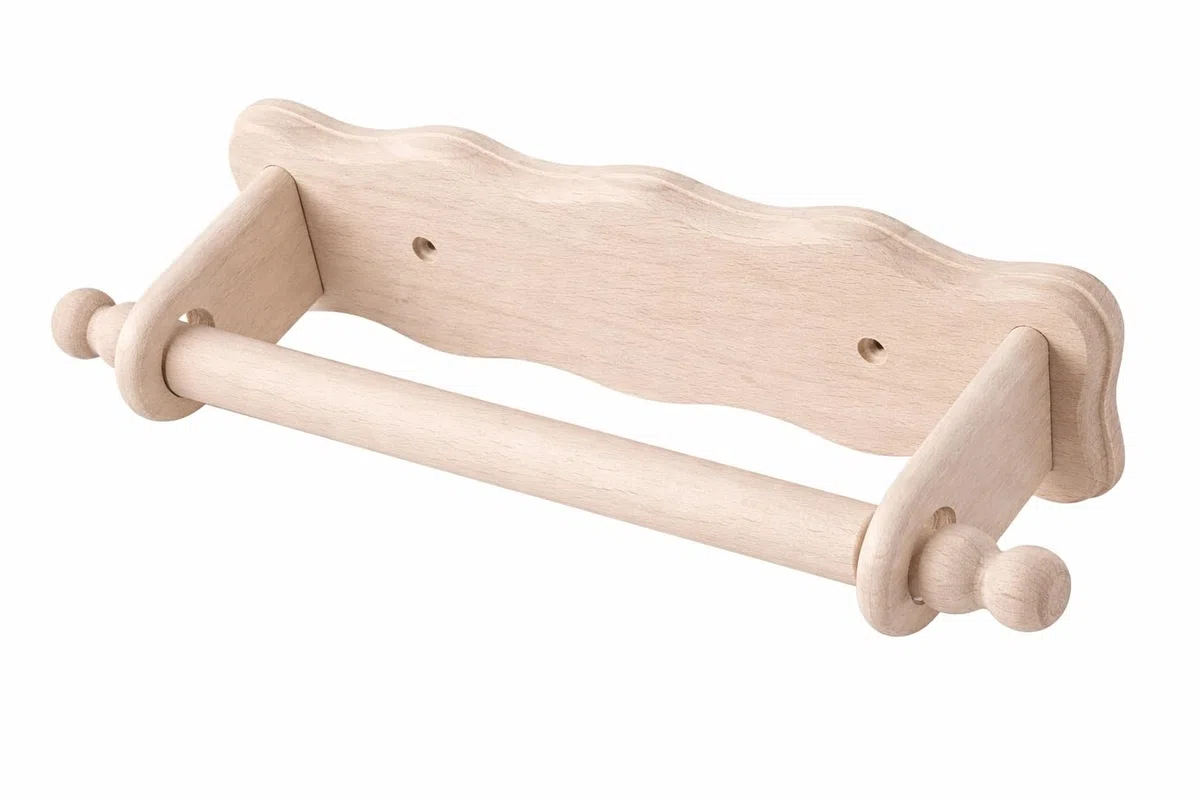 Wooden World Nuovo Cucina PORTAROTOLO FAGGIO Legno Muro Foglio Rotolo Asciugamano di Carta DISTRIBUTORE – Chiaro
