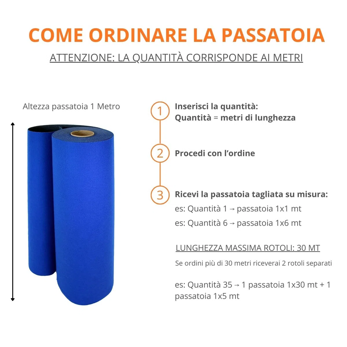 OLIVO.shop | PASSATOIA blu tappeto nuziale matrimonio cerimonia eventi chiesa wedding, tappeto allestimenti per feste, passatoia per eventi su misura a metro H 1 mt ROPAS