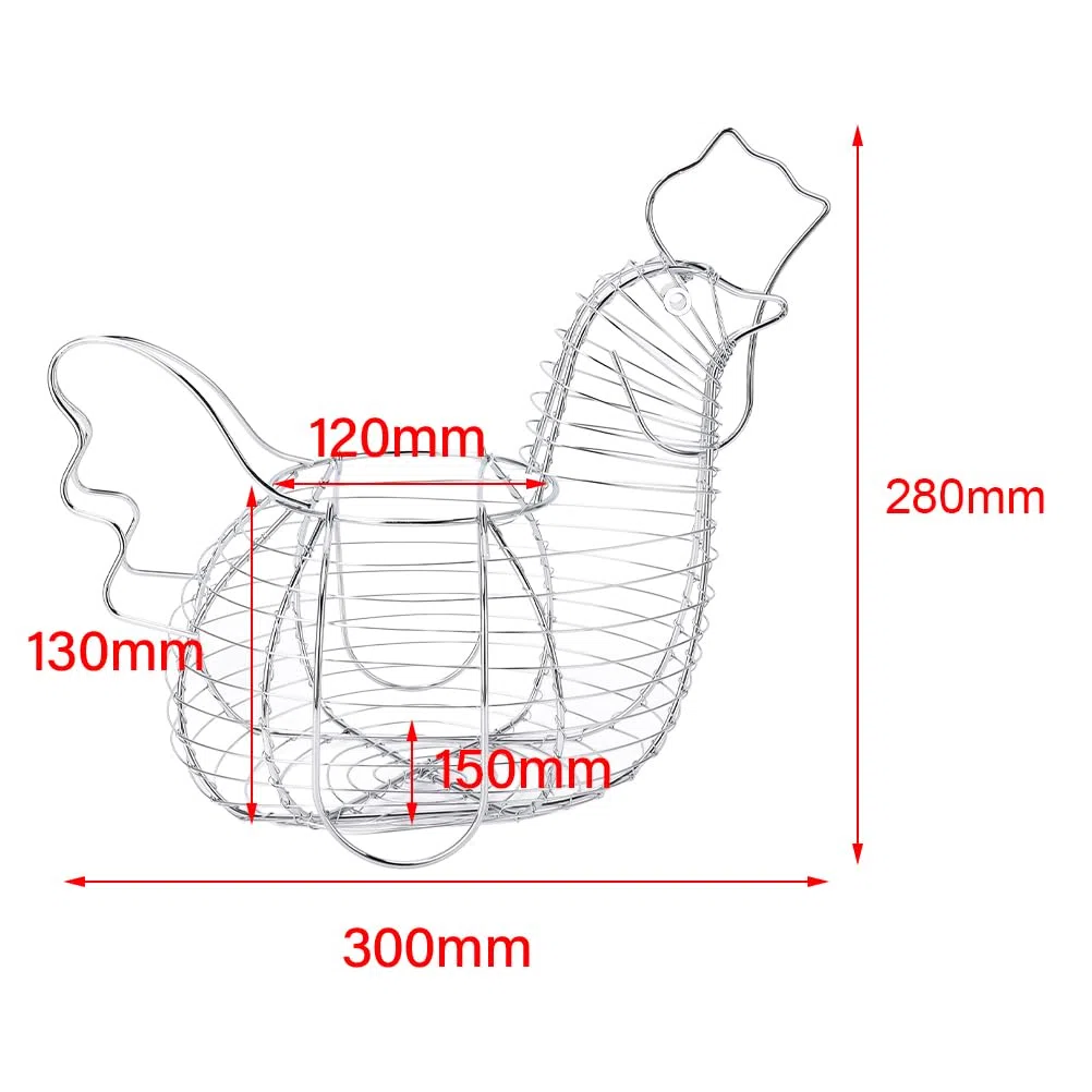 Cesto per Uova a Forma di Pollo, Cesto per Frutta in Filo Metallico, Arredamento Rustico, Cesto per Pollo, Portauova per la Conservazione della Frutta della Domestica (Come mostrato)